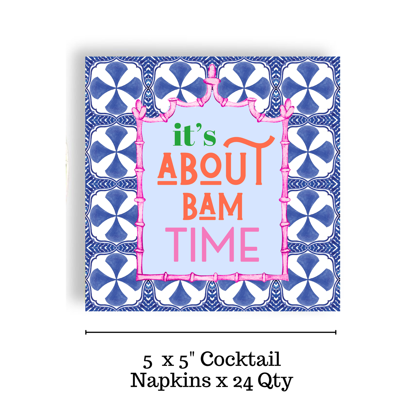 Mahjong It's About Bam Time Blue Tiles Cocktail Napkin