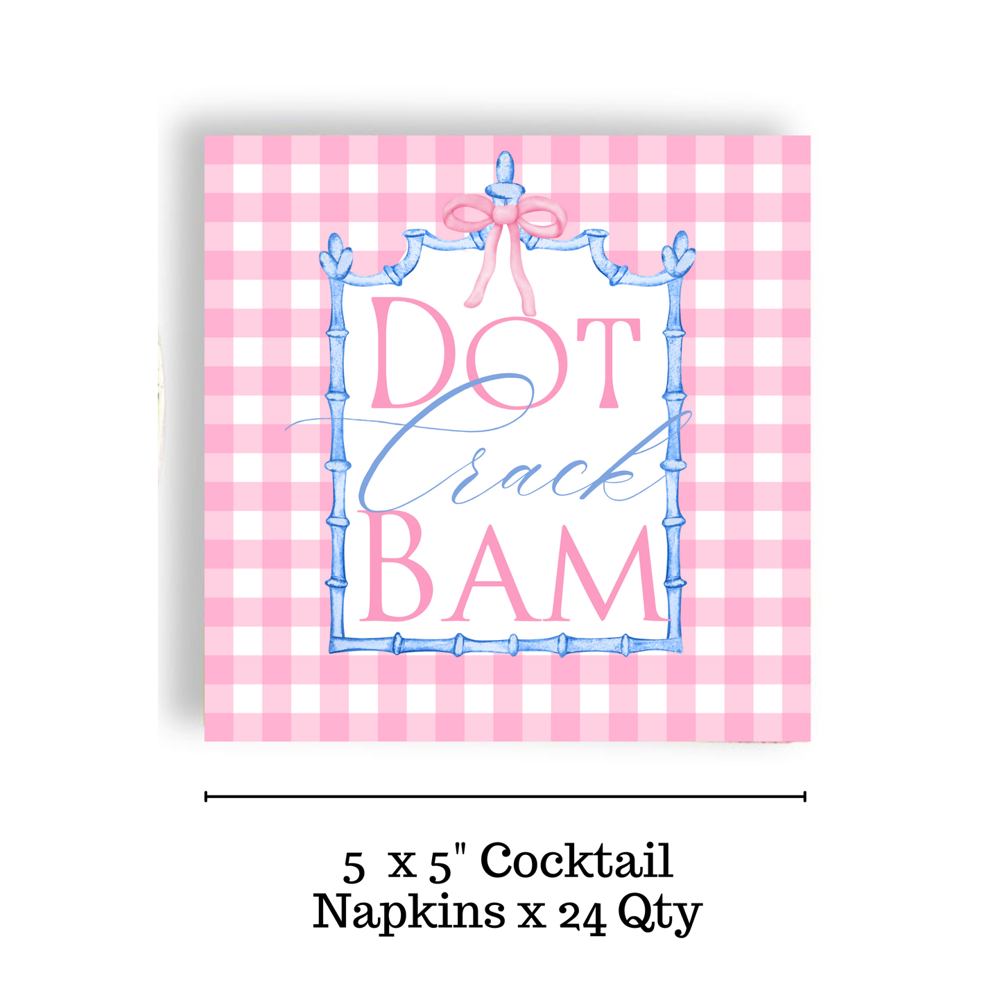 Mahjong Pink Gingham Cocktail Napkin