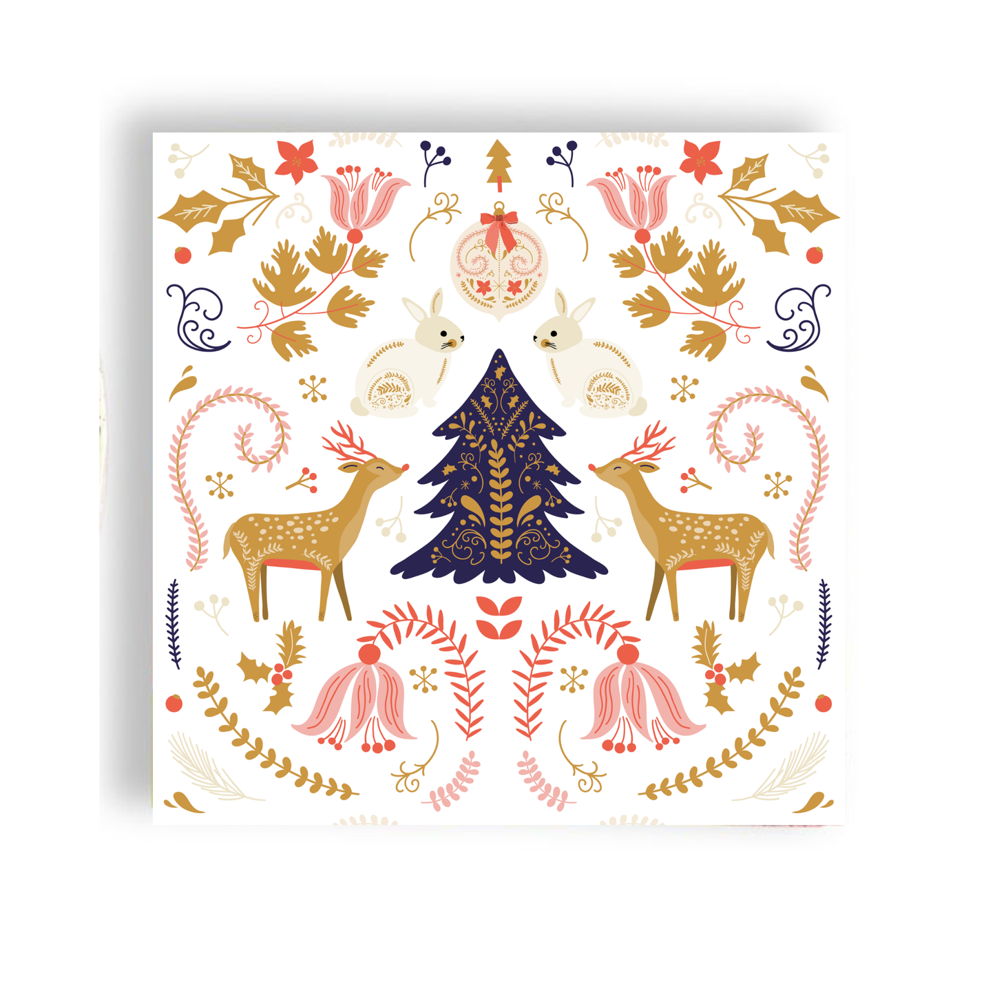 Elegant Christmas Motif Cocktail Napkin