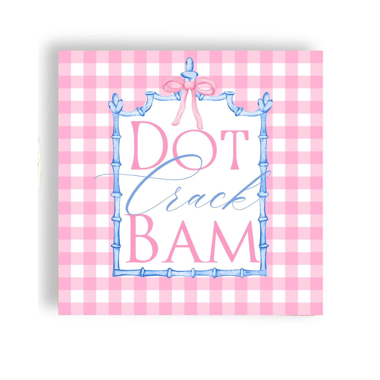 Mahjong Pink Gingham Cocktail Napkin