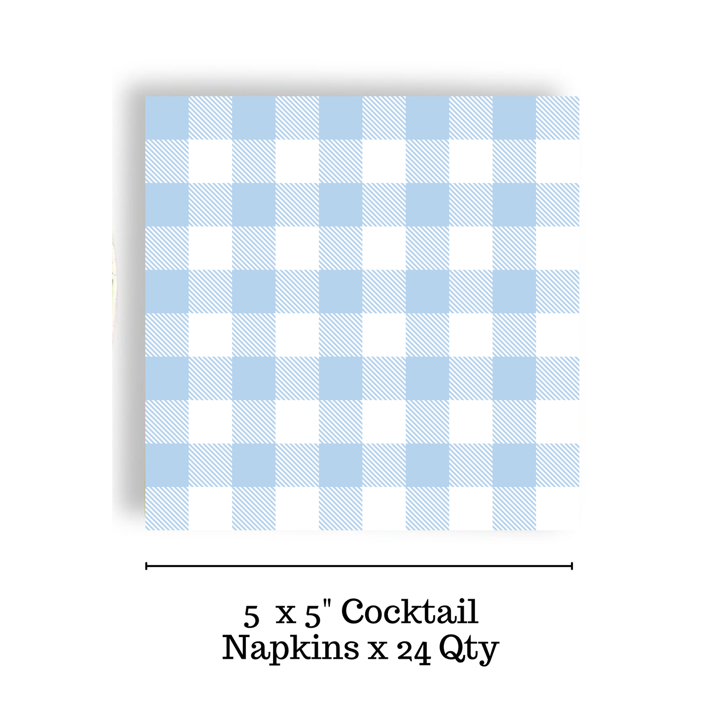 Baby Blue Plaid Cocktail Napkin