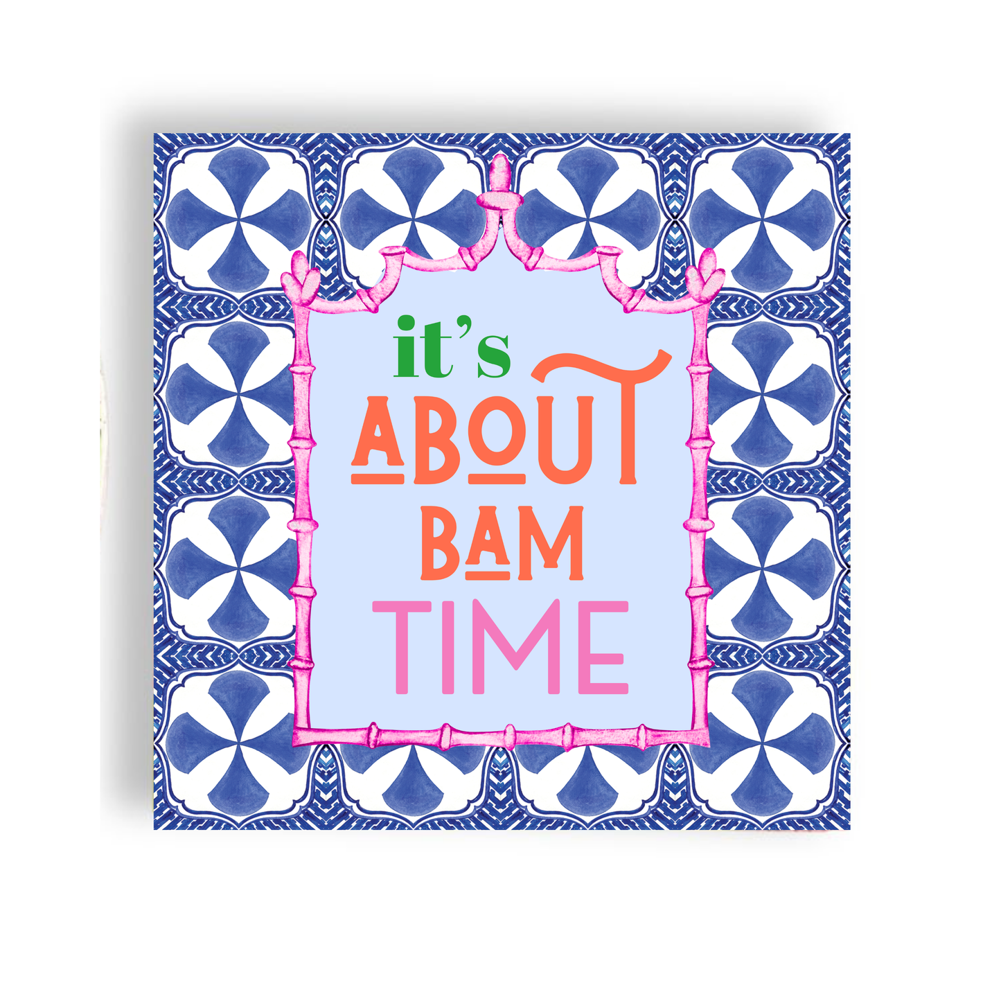 Mahjong It's About Bam Time Blue Tiles Cocktail Napkin