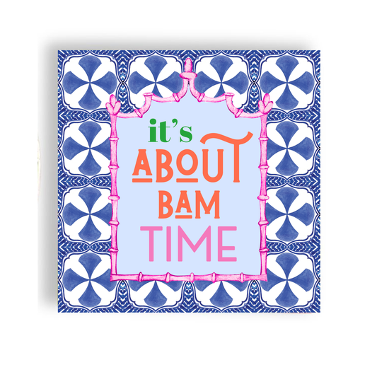 Mahjong It's About Bam Time Blue Tiles Cocktail Napkin