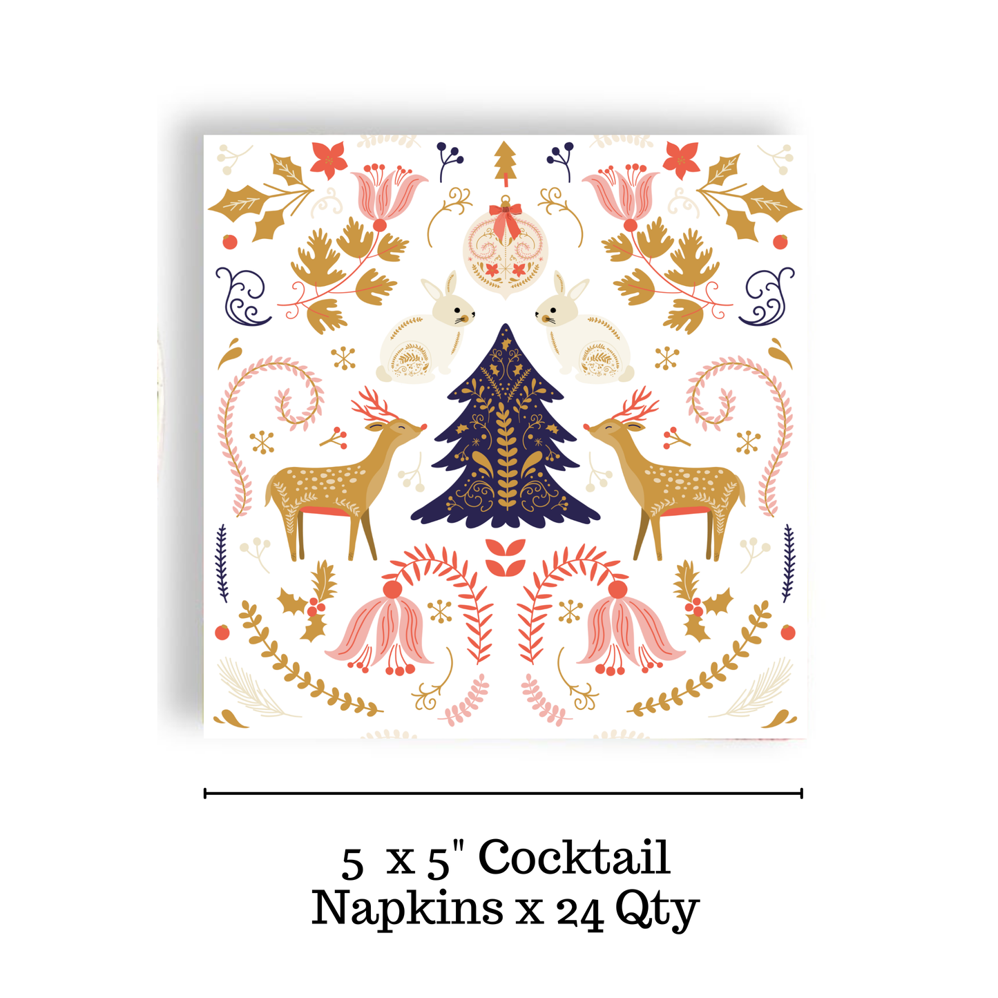 Elegant Christmas Motif Cocktail Napkin